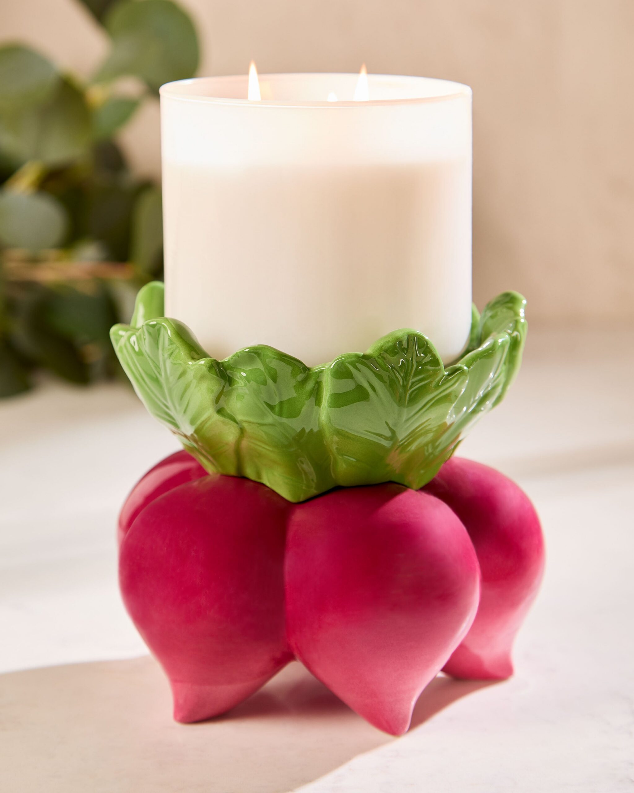 Beet Pedestal 3-Wick Candle Holder
